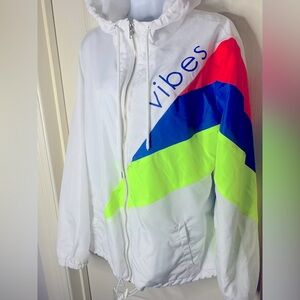 RUE +White Jacket with VIBES Colorful Stripes